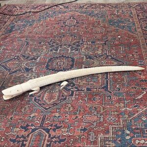 White carved Alligator Figurine ivory